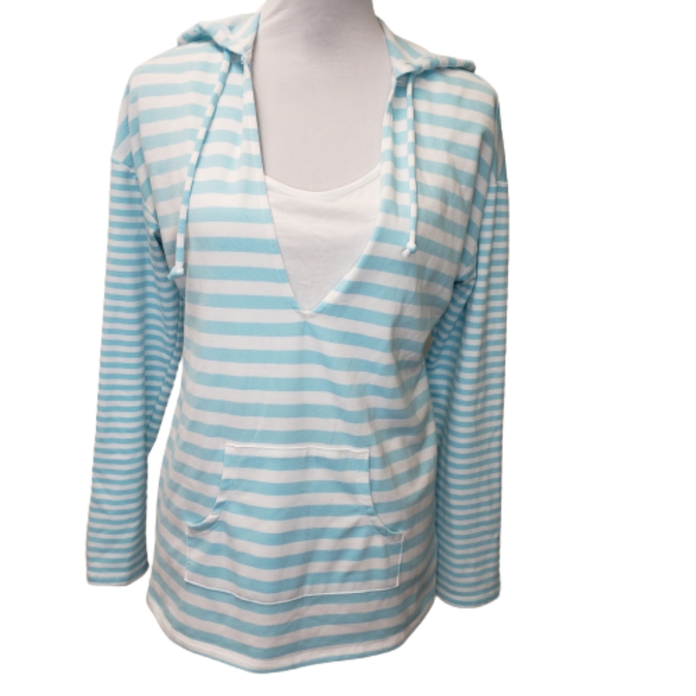 Motherhood Nursing Hoodie Shirt Striped Sz Small